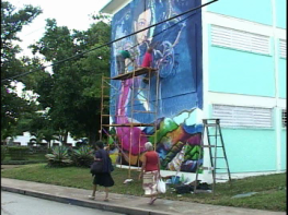 Pintores argentinos realizan murales en Santa Clara.